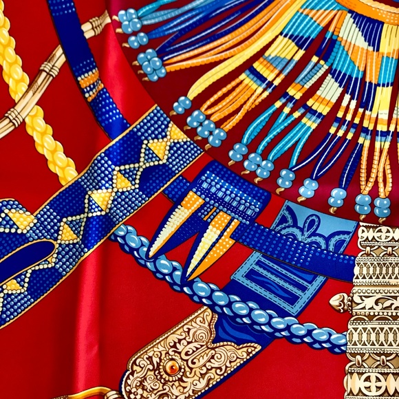 ❌SOLD❌Hermès CENTURES ET LIENS Red Scarf Toutsy - Picture 6 of 8